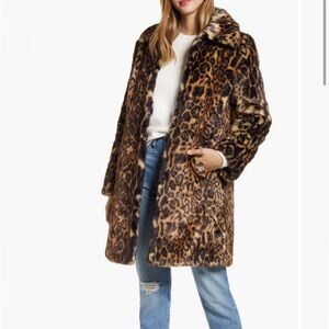 NWOT Rachel Parcell Leopard Faux Fur Coat